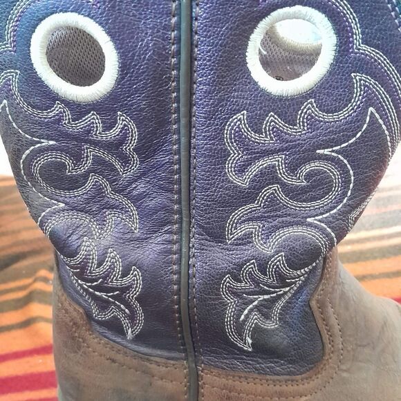 š¤ Ariat Purpleāand Brown Leather Square Toe Cowboy Boots Size 4.5 - Picture 2 of 9